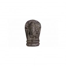 Statue de jardin en pierre Ganesh assis gris