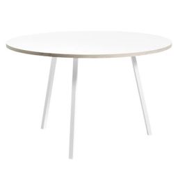 Table ronde Loop en Métal, Acier laqué – Couleur Blanc – 122.58 x 122.58 x 74 cm – Designer Leif Jorgensen