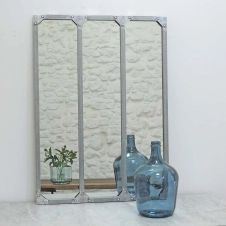 Miroir verrière atelier rectangulaire en métal finition zinc 60 x 83 cm – Bricklane – intérieur/extérieur