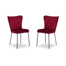 Ensemble de 2 chaises 1 place en velours rouge