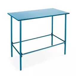 Table haute à manger en métal bleu pacific 120 cm