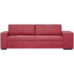 Canapé droit convertible 3 places en tissu ZACK coloris rouge