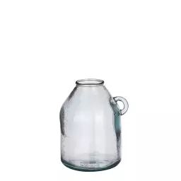Vase bouteille en verre recyclé bleu clair H25.5