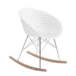 Rocking chair Smatrik en Plastique, Bois – Couleur Blanc – 58.28 x 61 x 77 cm – Designer Tokujin Yoshioka