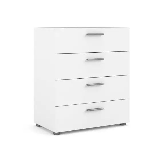 Commode 4 tiroirs effet bois blanc