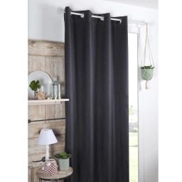 Rideau occultant uni tramé polyester anthracite 260×140