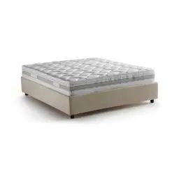 Lit coffre 140×200 cm en tissu crème