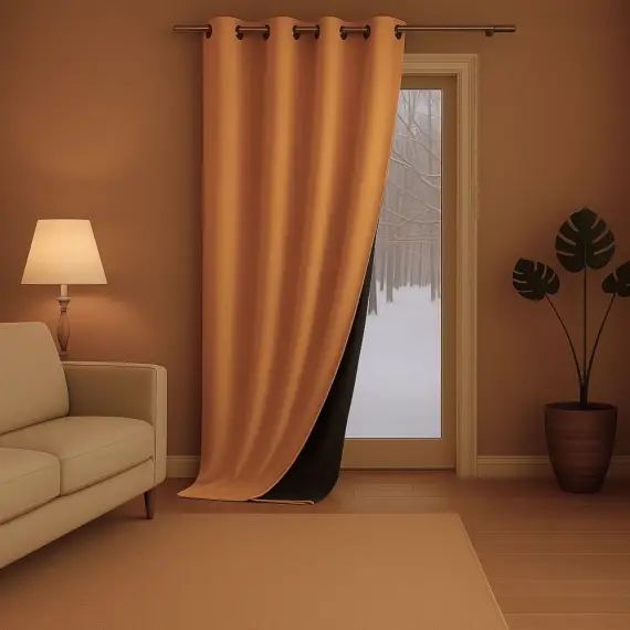 Rideau thermique aspect velours 140x260cm Ocre