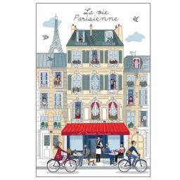 Torchon la vie parisienne en coton blanc 48 x 72