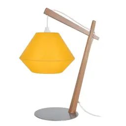 Lampe de chevet bois naturel et jaune