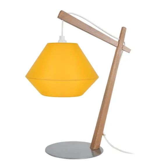 Lampe de chevet bois naturel et jaune