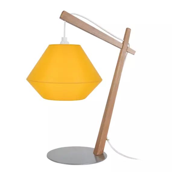 Lampe de chevet bois naturel et jaune