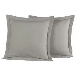 Lot de 2 taies d’oreiller unie percale e Gris Perle 65×65