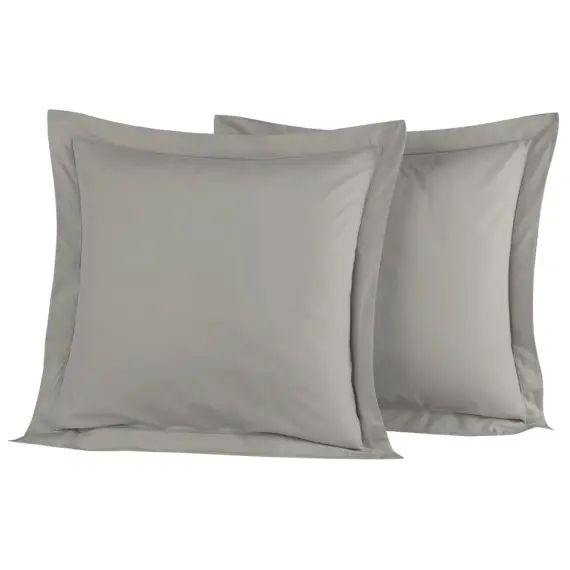 Lot de 2 taies d&rsquo;oreiller unie percale e Gris Perle 65×65