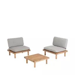 Manacas – Salon de jardin 2 fauteuils et 1 table basse – Couleur – Naturel