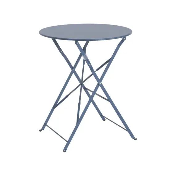 Table de jardin bistrot pliable ronde bleu grisé