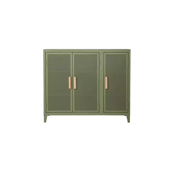 Rangement Vestiaire en Métal, Chêne massif PFC – Couleur Vert – 120 x 40 x 102 cm – Designer Chantal Andriot