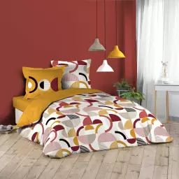 Parure de lit aux formes géométriques coton multicolore 220 x 240