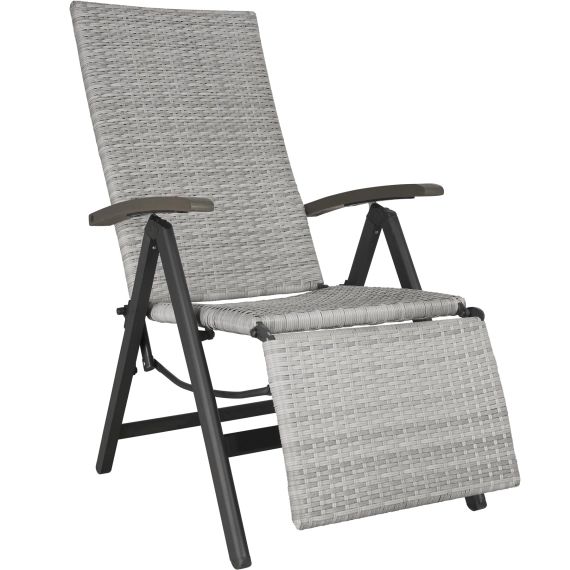 Fauteuil de relaxation pliable avec repose-pieds gris clair