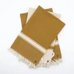 Torchons (x3) coton 45×75 jaune moutarde