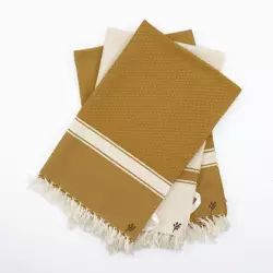 Torchons (x3) coton 45×75 jaune moutarde