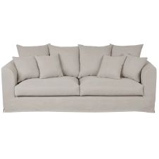 Canapé 3 places déhoussable en tissu coloris lin FEVER