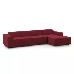 Canapé d’angle 4 places en tissu rouge