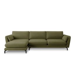 Canapé d’angle 5 places en velours vert
