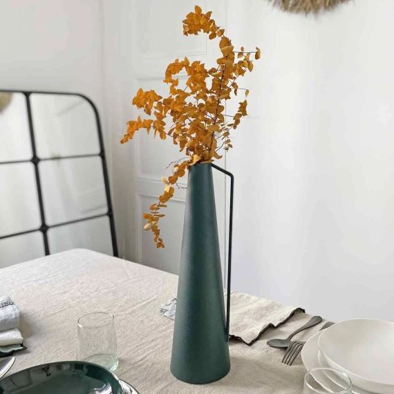 Vase conique en métal vert forêt H36 cm – Tosca