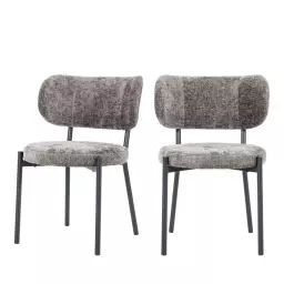 Oasis – Lot de 2 chaises en chenille et métal – Couleur – Marron