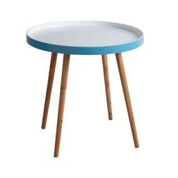 Table d’appoint en bois et mdf laqué bleu