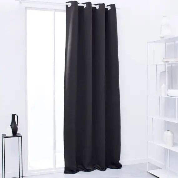 Rideau occultant en Polyester Gris anthracite 140×240 cm