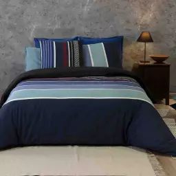 Parure de lit réversible 2 places percale à motifs 240×260 cm