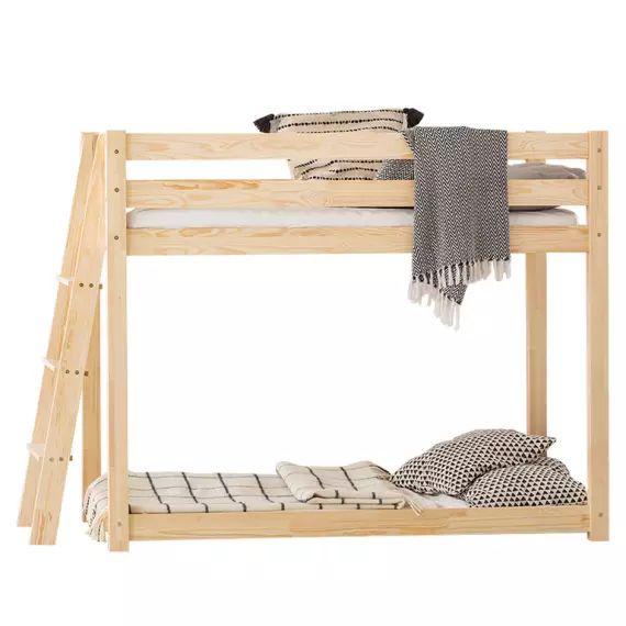 Lit superposé 90×190 sommier inclus naturel