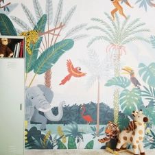 Papier peint imprimé jungle multicolore 250×300