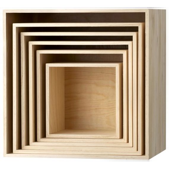 6 Etagères carrées en bois brut Display – Bloomingville