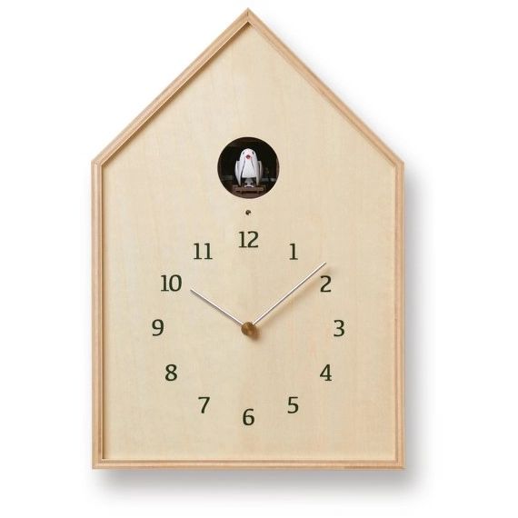 Horloge en bois naturel Birdhouse  – Lemnos