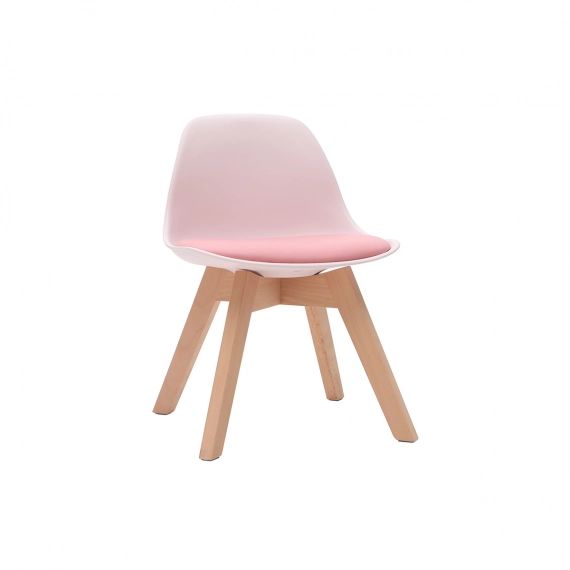 Chaise design rose avec pieds bois BABY PAULINE