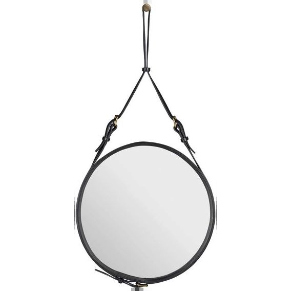 Miroir rond en cuir et laiton 45 cm Adnet – Gubi
