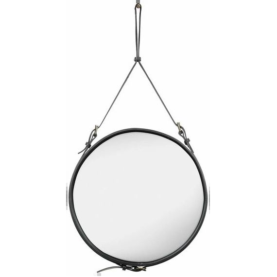 Miroir rond en cuir et laiton 58 cm Adnet – Gubi