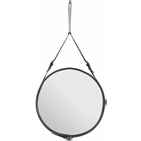 Miroir rond en cuir et laiton 70 cm Adnet – Gubi