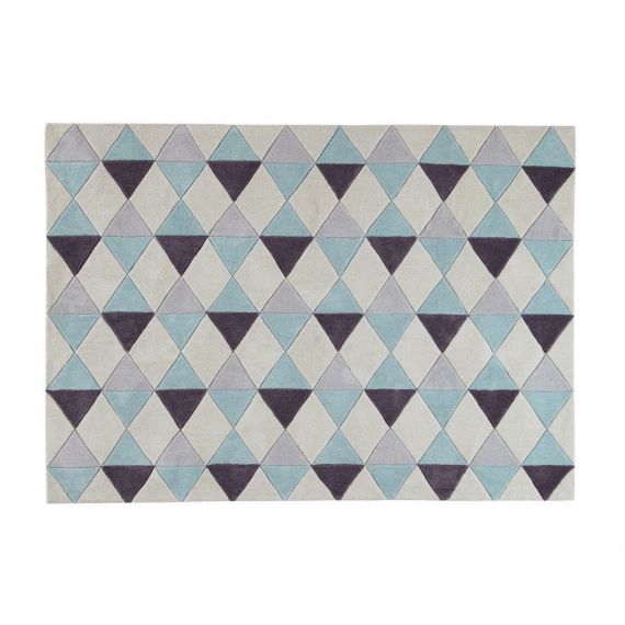 Tapis à poils courts bleu motifs graphiques 140×200