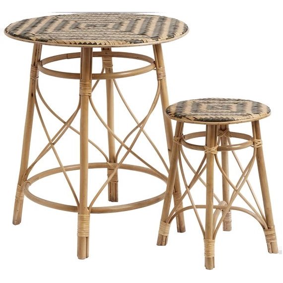 2 Tables d’appoint rondes en rotin – Nordal