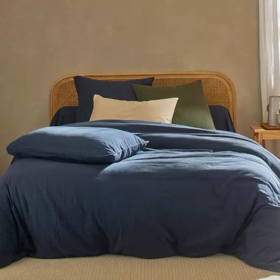 Housse de couette 240×220 bleu denim en coton