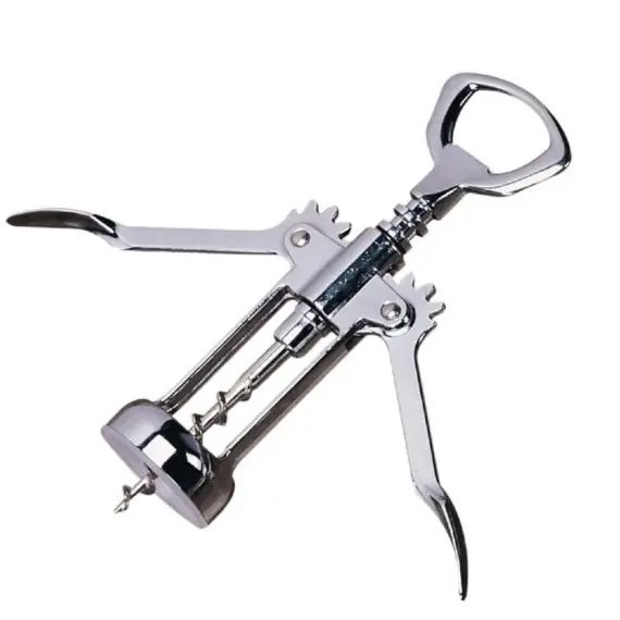 Tire-bouchon à levier professionnel en inox gris h 17 cm