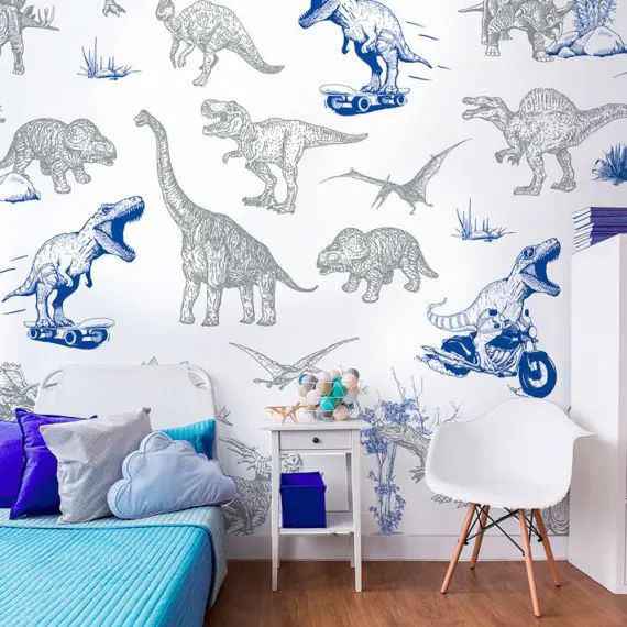 Papier peint panoramique motif imprimé Bleu 288x270cm