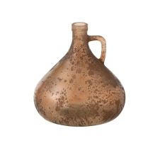 Vase bouteille avec anse verre marron H18cm