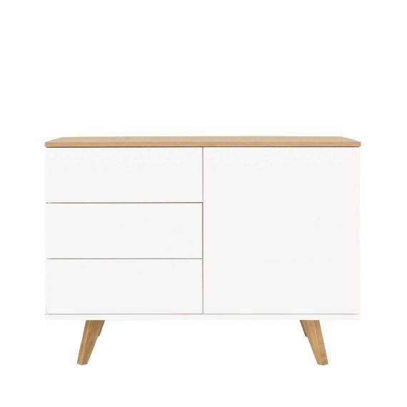 Amelia – Buffet en bois 1 porte 3 tiroirs L109cm