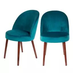 Barbara – Lot de 2 chaises en velours – Couleur – Bleu pétrole