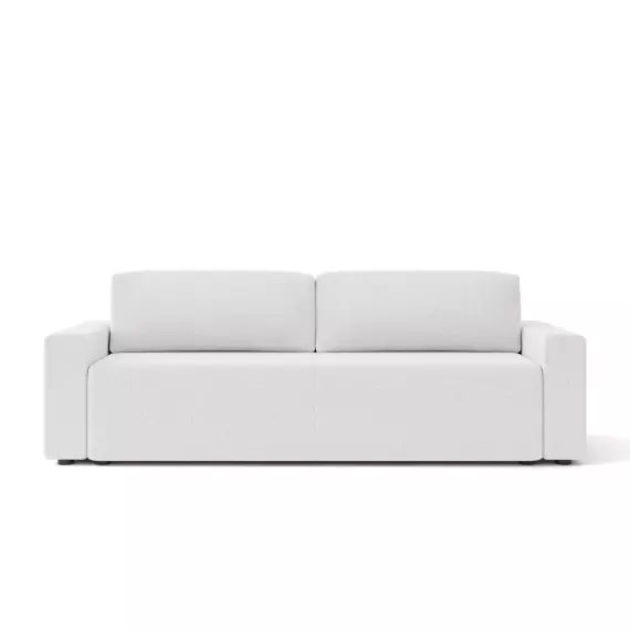 Canapé droit convertible en tissu bouclette 3 places blanc